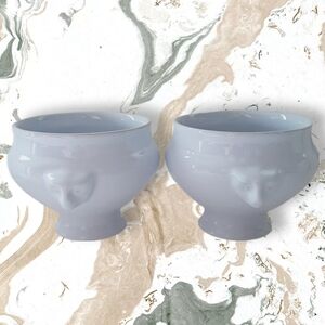 🍒 2x EMILE HENRY Lion's Head French Onion Soup White Ceramic Bowl Set Classic